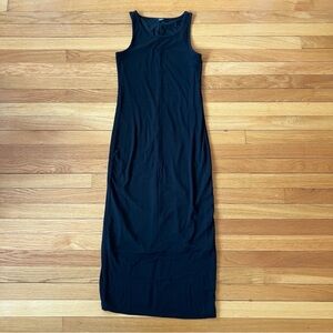 Quince Black Ribbed Lined Tank Classic Summer City Minimalist Maxi Dress Medium